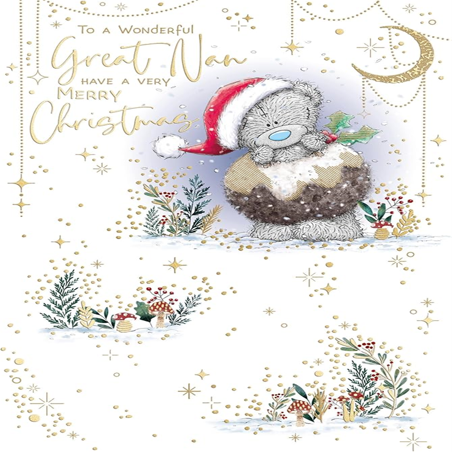 Me To You Bear Dressed As Christmas Pudding Great Nan Christmas Card - Red - Image 3