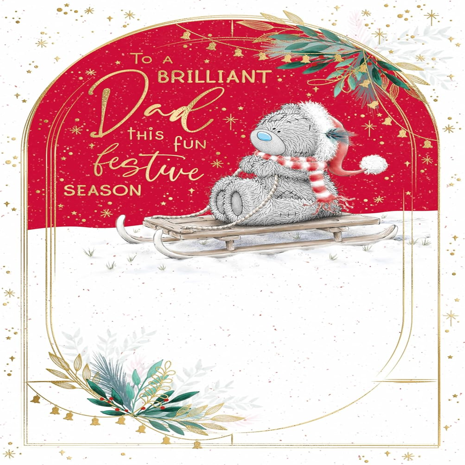 Me To You Bear On Sledge Dad Christmas Card - Red - Image 3