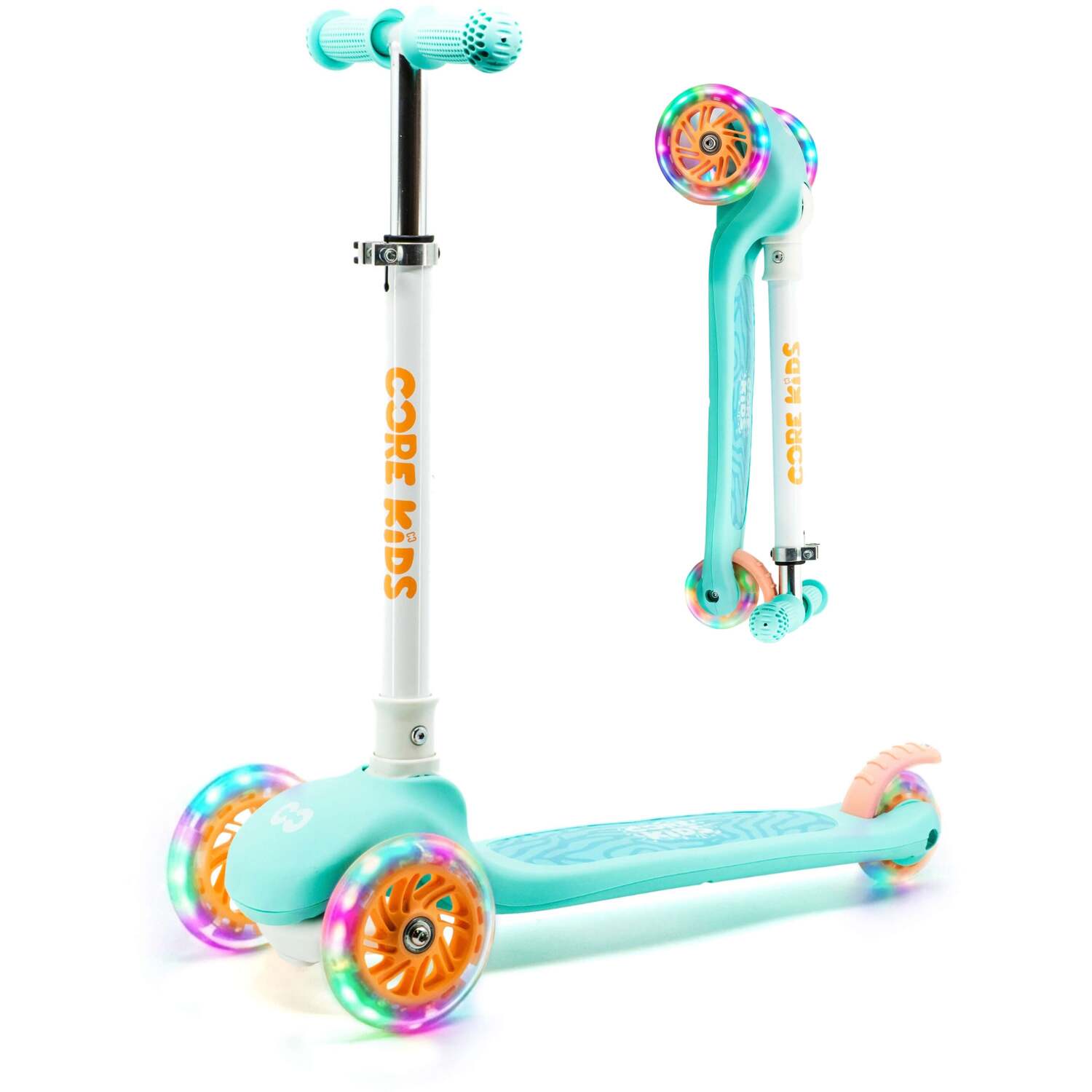 CORE Kids Fold 3 Wheel Scooter - LED Light Up Wheels, Adjustable Handlebars - Image 2