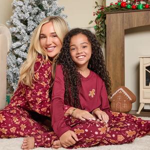 OHS Gingerbread Man Print Matte Velvet Button Through Pyjama Set