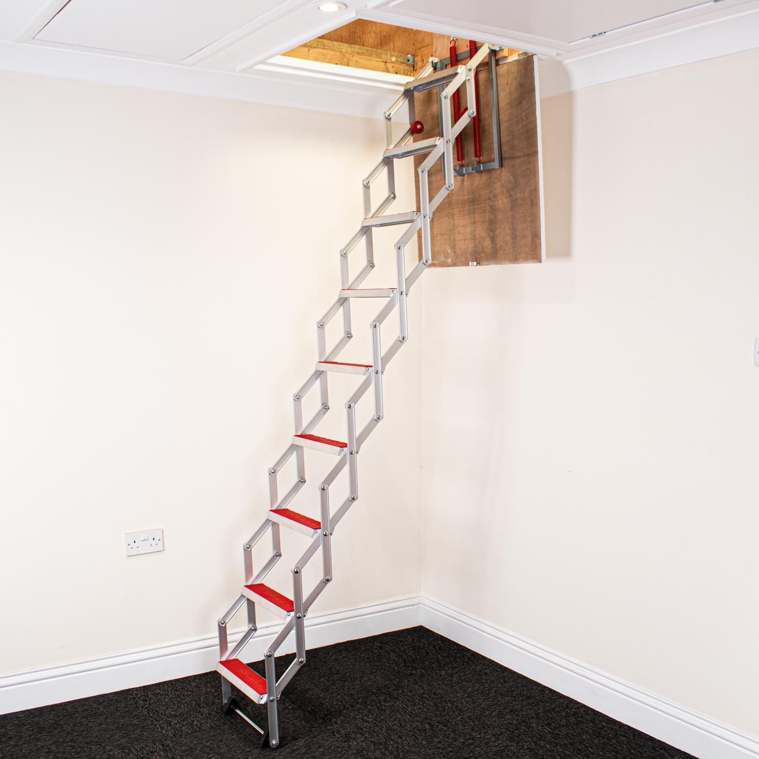 Bps Concertina Loft Ladder - Silver / 17Kg / 224Cm