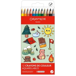 Kawaii Swiss Mountains Swisscolor Aquarelle Pencils - Assorted Colours / 12 Pack