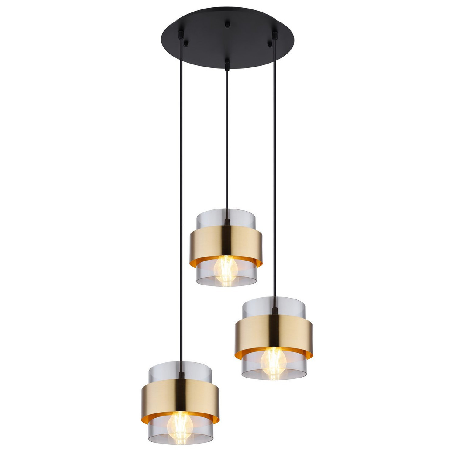 Netlighting Unisex Gold Milley Cluster Pendant Ceiling Light Matt Black Glass Shade 3X E27 In Size 3 - Image 2
