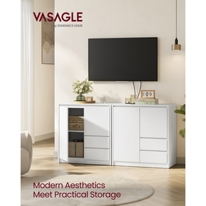 VASAGLE Freestanding Sideboard Storage Cabinet with 2 Drawers and 3 Doors 70 x 40 x 74.5 cm