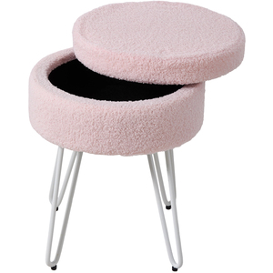 Livingandhome Teddy Fleece Upholstered Storage Footstool A
