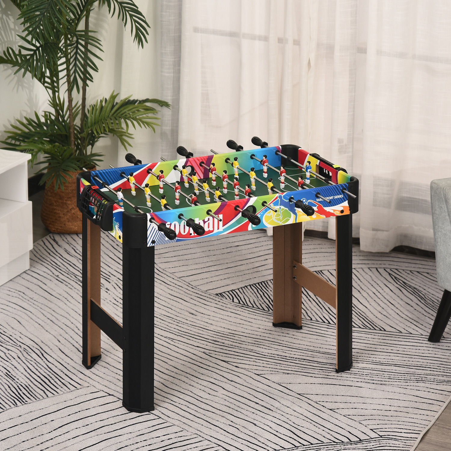 HOMCOM 2.8ft Football Foosball Gaming Table - Multicoloured