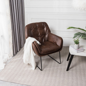 Brown PU Leather Armchair with Metal Legs shot 811767