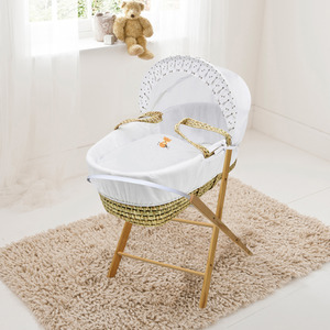 Fox Palm Moses Basket with Folding Stand Natural