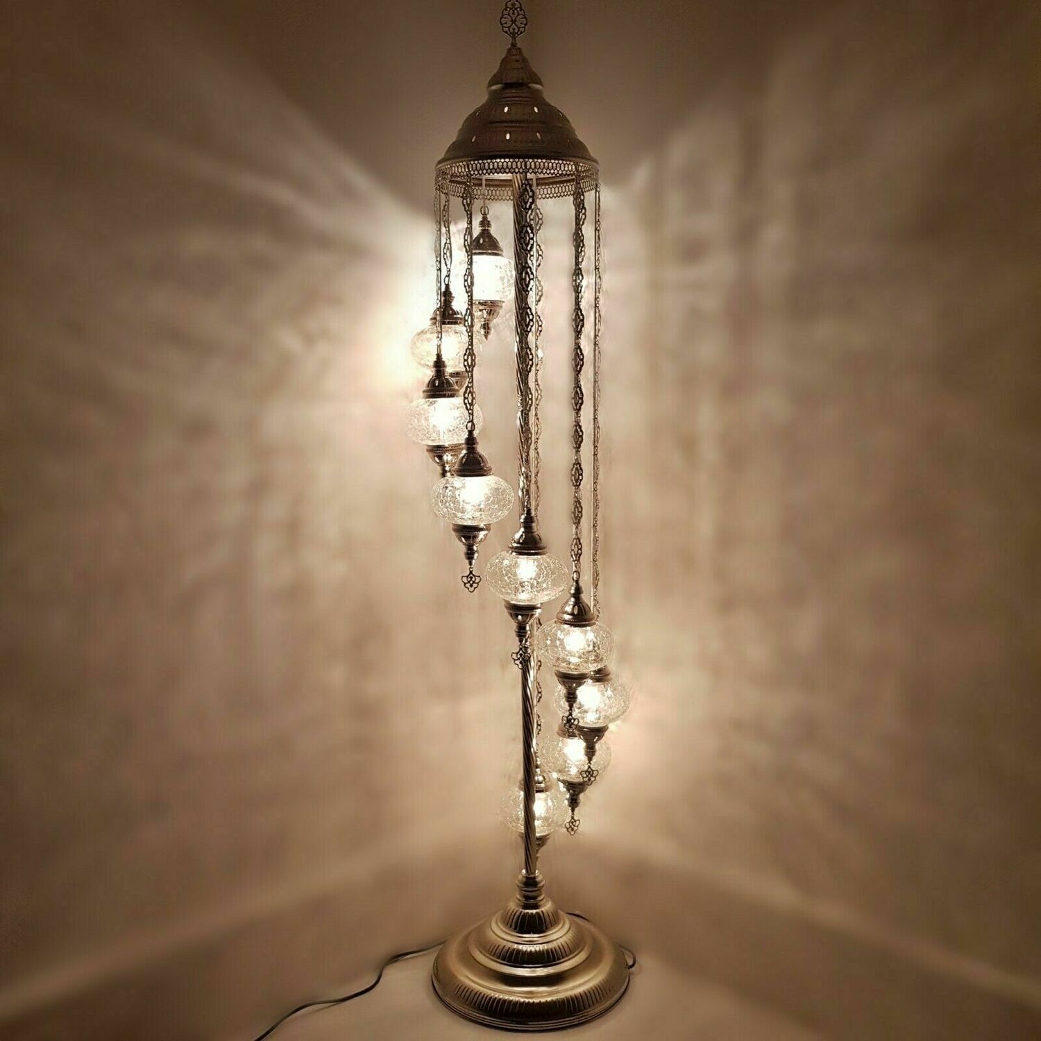 WORLD HOME LIVING - Turkish Moroccan Floor Lamp Bohemian Mosaic - White / 170cm thumbnail