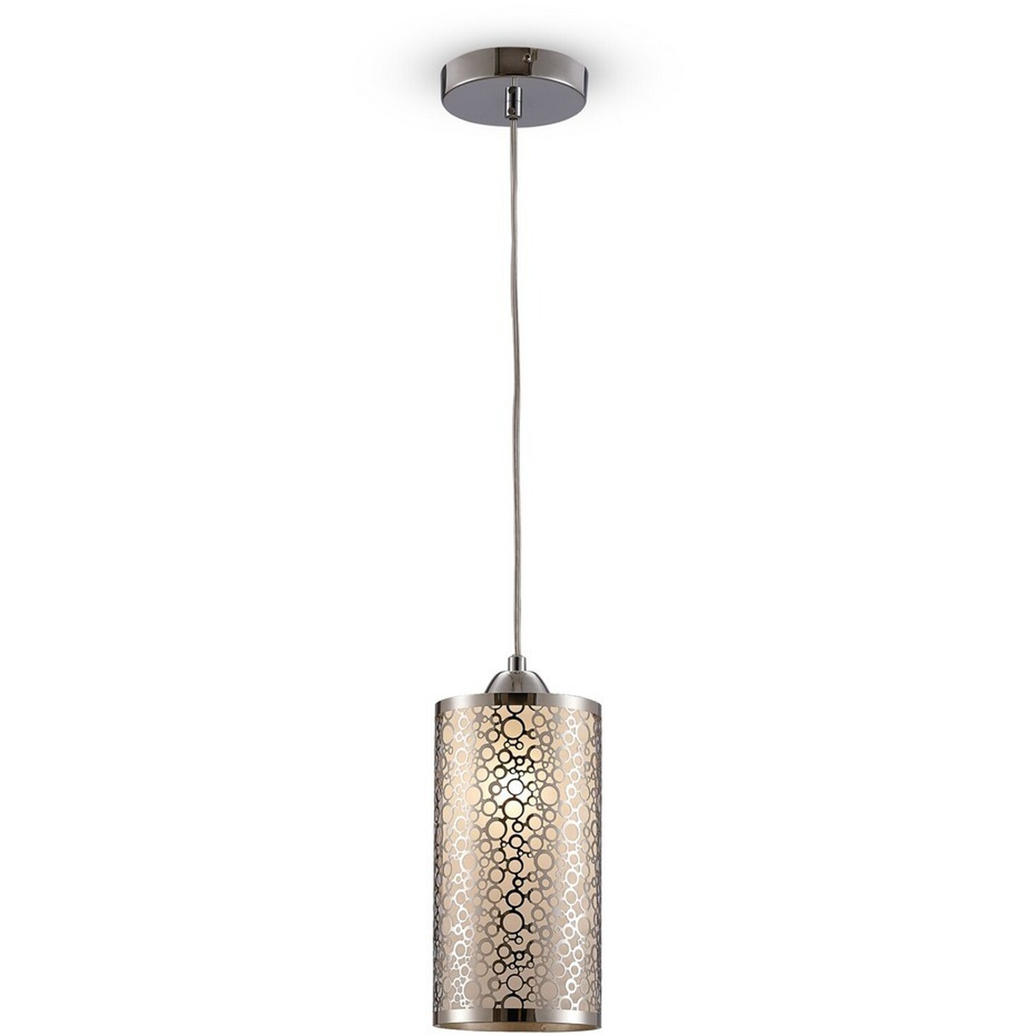 Inspired Charon Circle Pattern Ceiling Pendant 1 Light E27 Polished Chrome - Polished Chrome