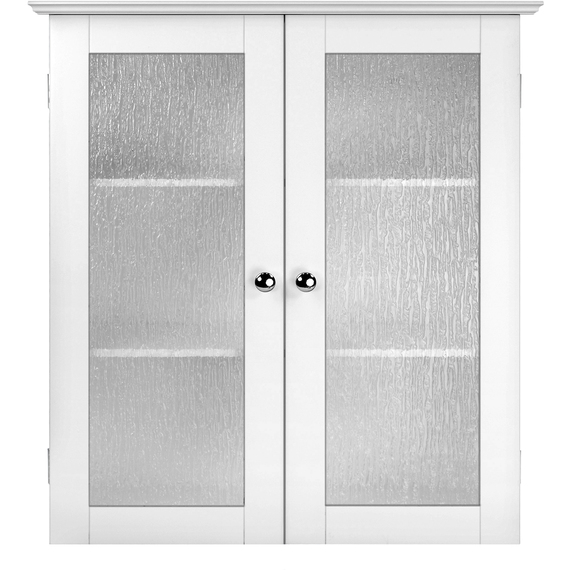 Teamson Home Bathroom Wall Cabinet 2 Glass Doors White Connor ELG-581