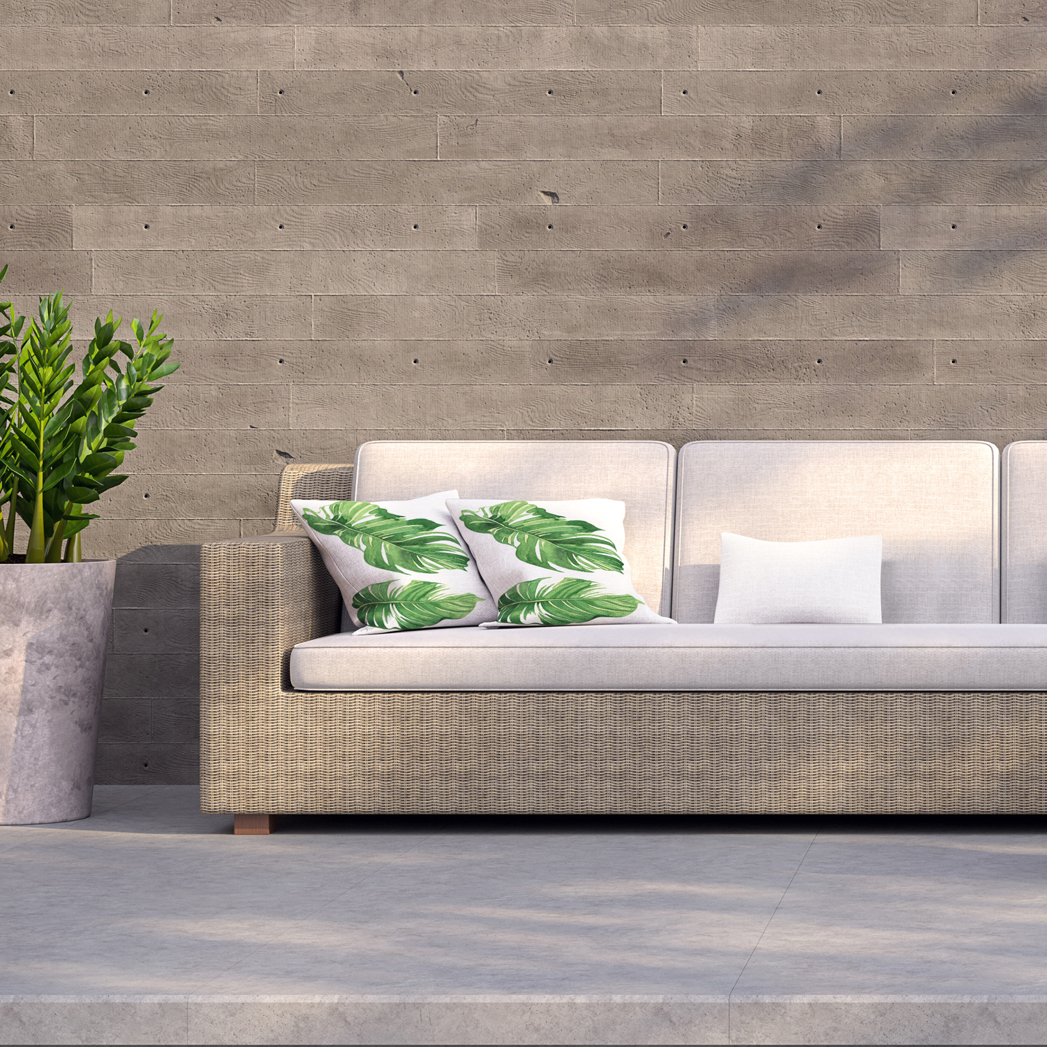 Twin Botanical Leaves Outdoor Cushion - Green / 60cm