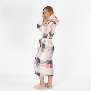 Dreamscene Check Hooded Dressing Gown Fleece Bathrobe