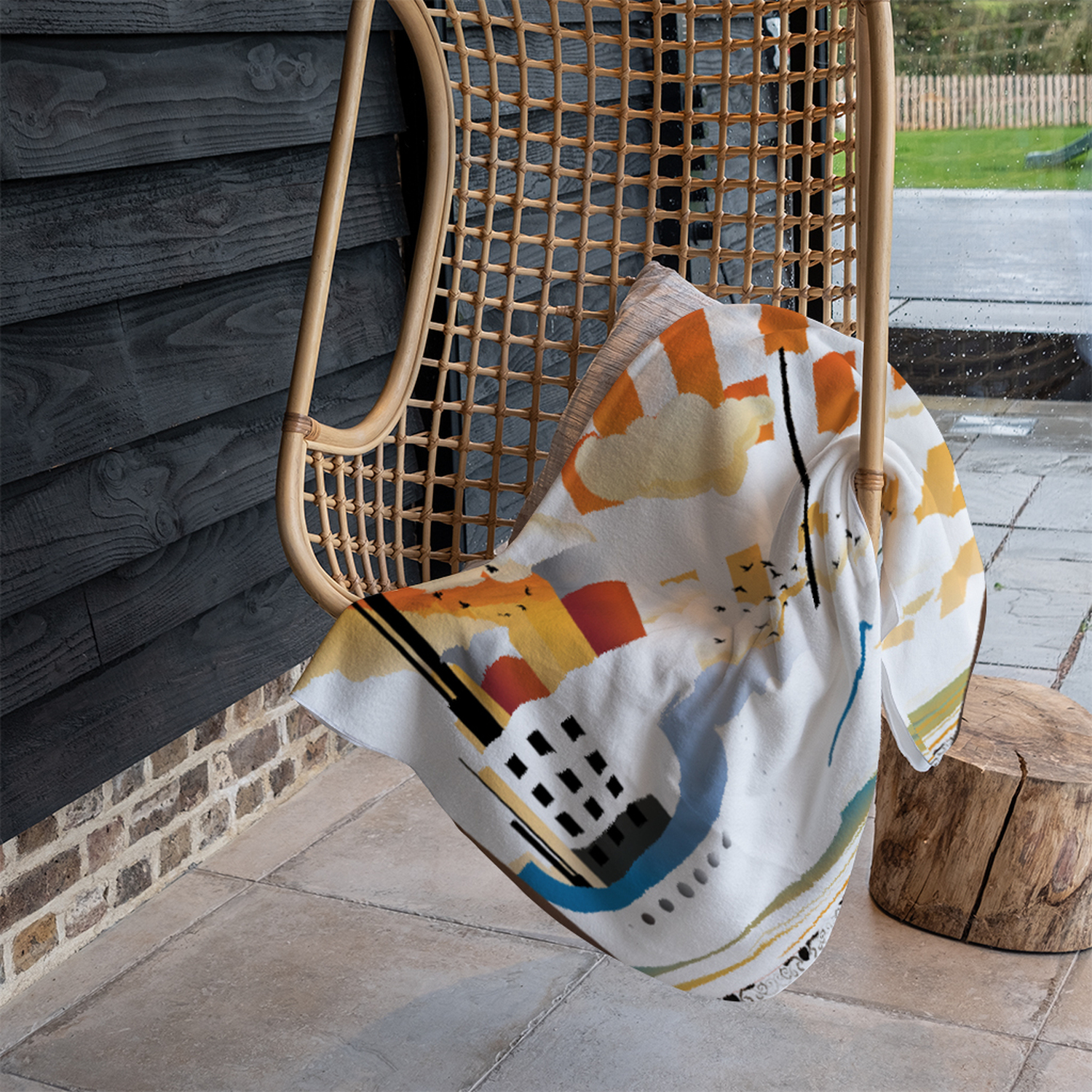 Art Deco Ship Blanket - Orange