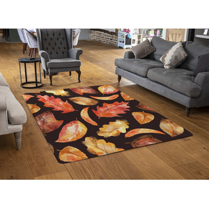 Autumn Leaves On Black Rug