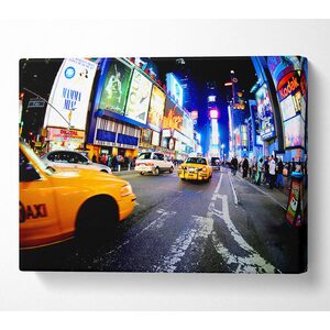 Yellow Cab New York Broadway Drive Canvas Print Wall Art