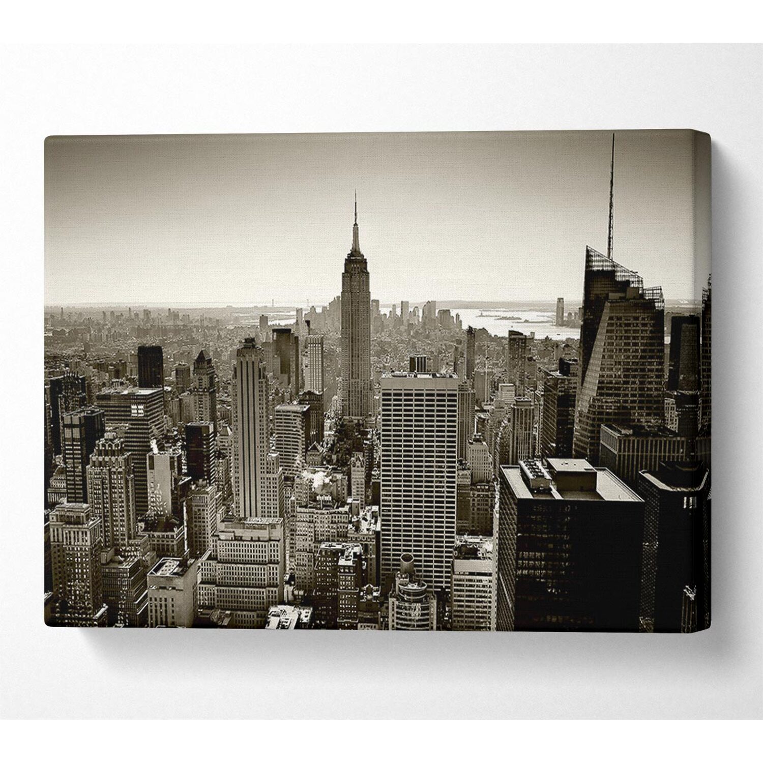 Wallart-Direct - New York City Roof Tops Sepia Canvas Print Wall Art - Yellow / 101.6cm thumbnail