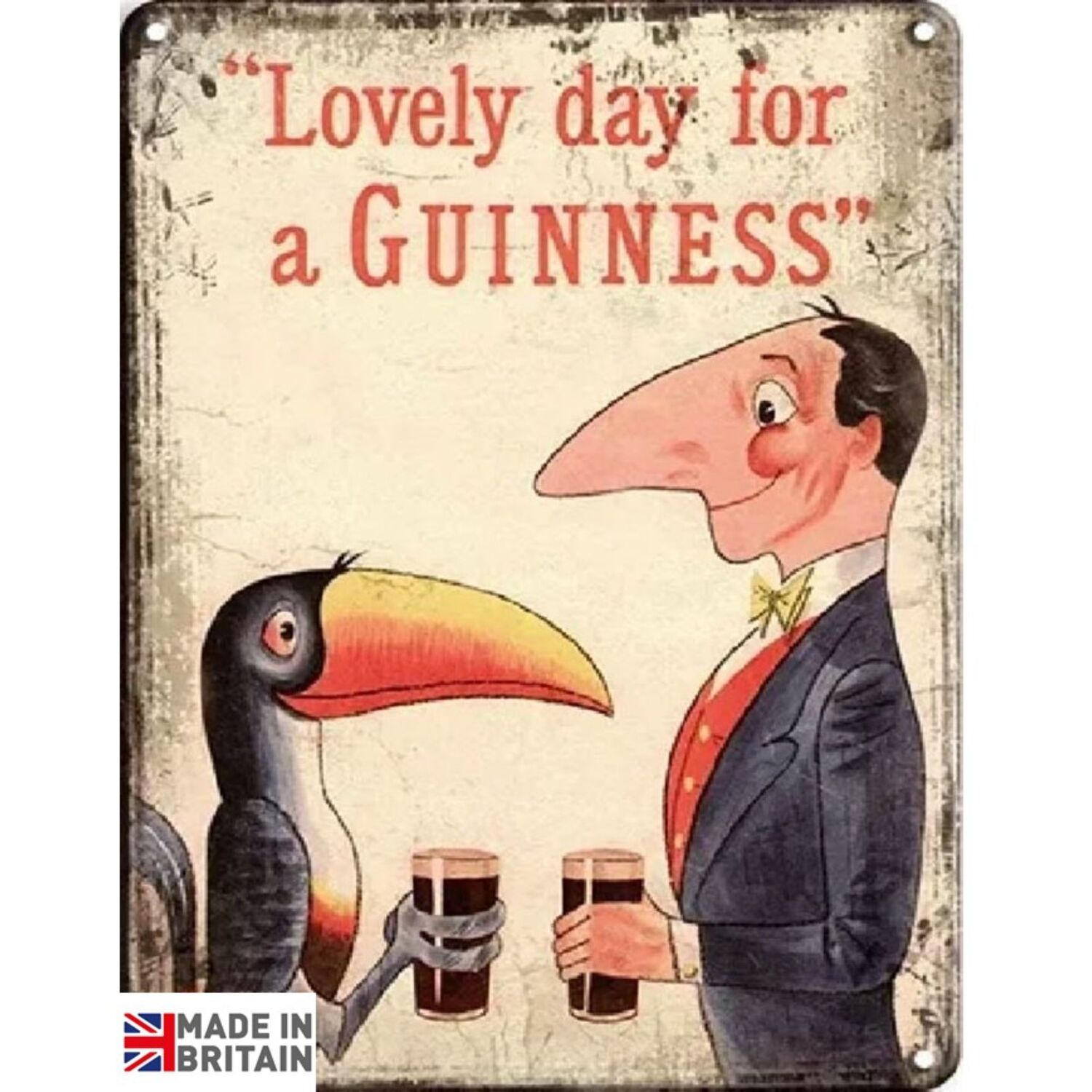 Inspire Home Dcor - Large Metal Sign Guinness Toucan - White thumbnail