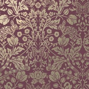 Holden Red Gold Metallic Shimmer Mirror Floral Woodland Animals Damask ...