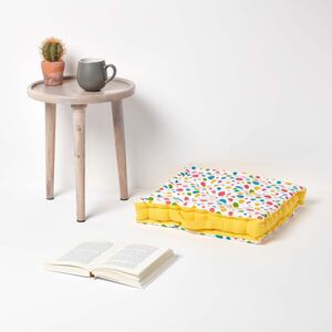 Homescapes Cotton Multi Coloured Polka Dot Floor Cushion