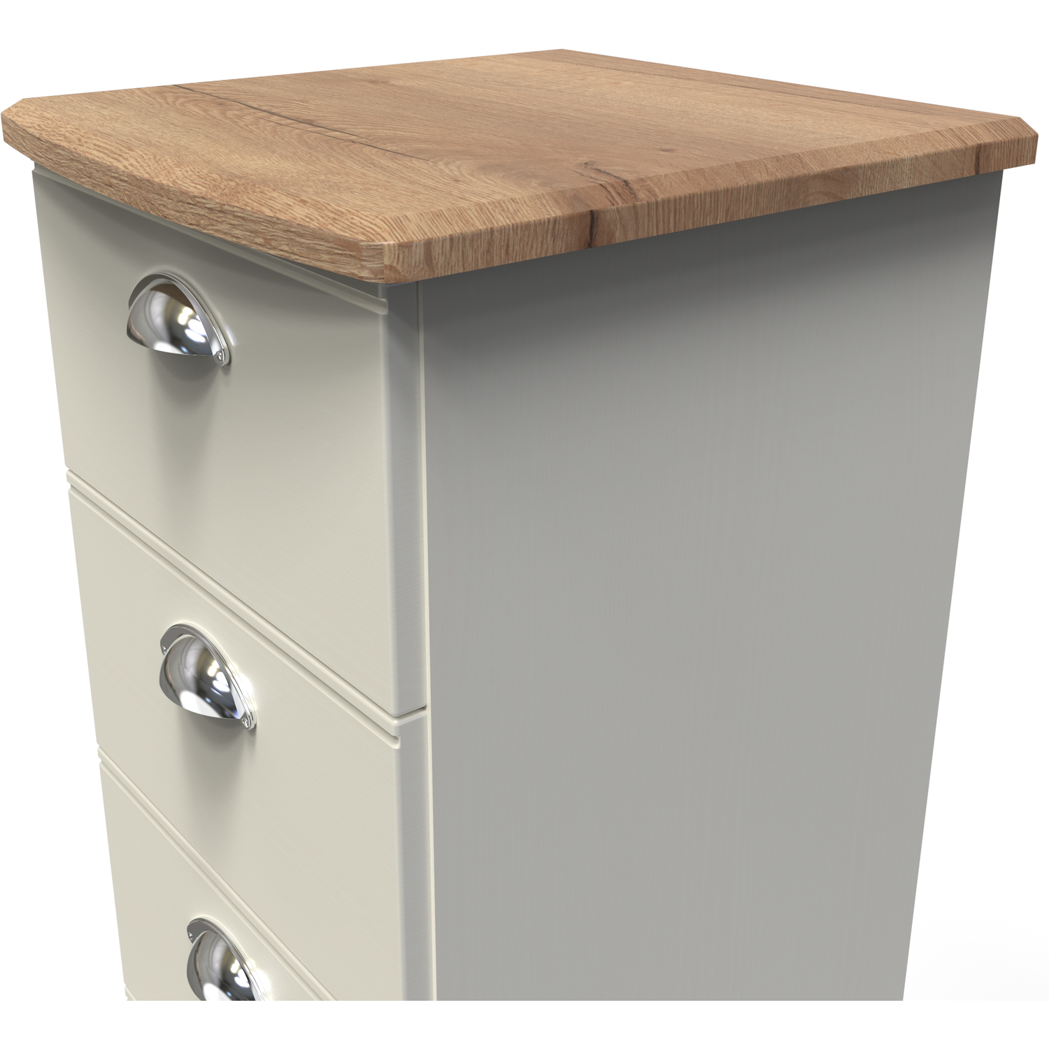 Victoria Ready Assembled 5 Drawer Bedside Cabinet - Cream Ash Riviera Oak