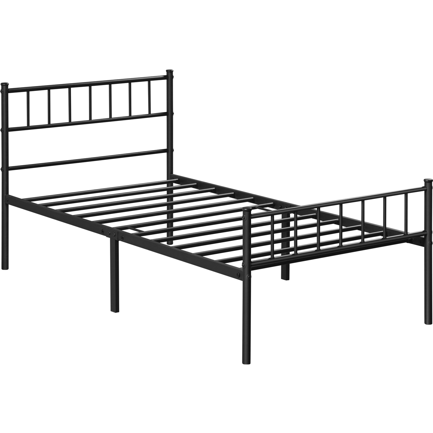 Metal Bed Frame With Large Storage Space - Black Single