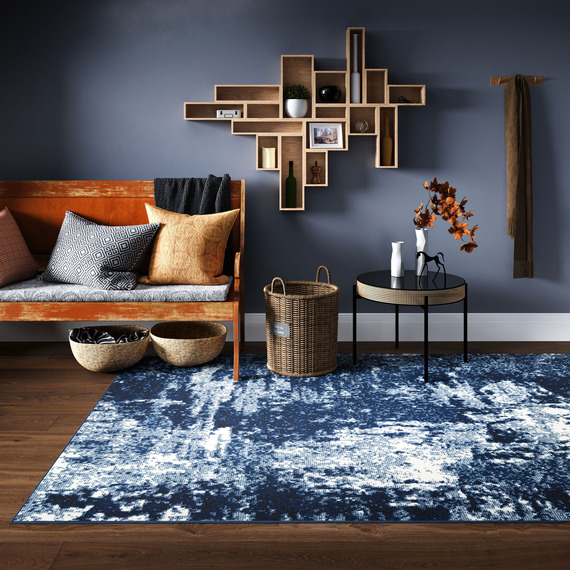 Distressed Abstract Living Room Rug