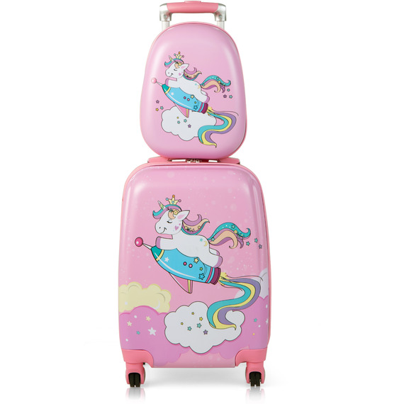 2 PCS Kids Luggage Backpack Set-Pink