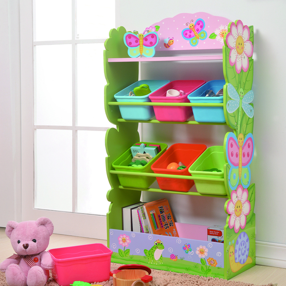Kids Wooden Toy Storage Cubby Organiser Magic Garden