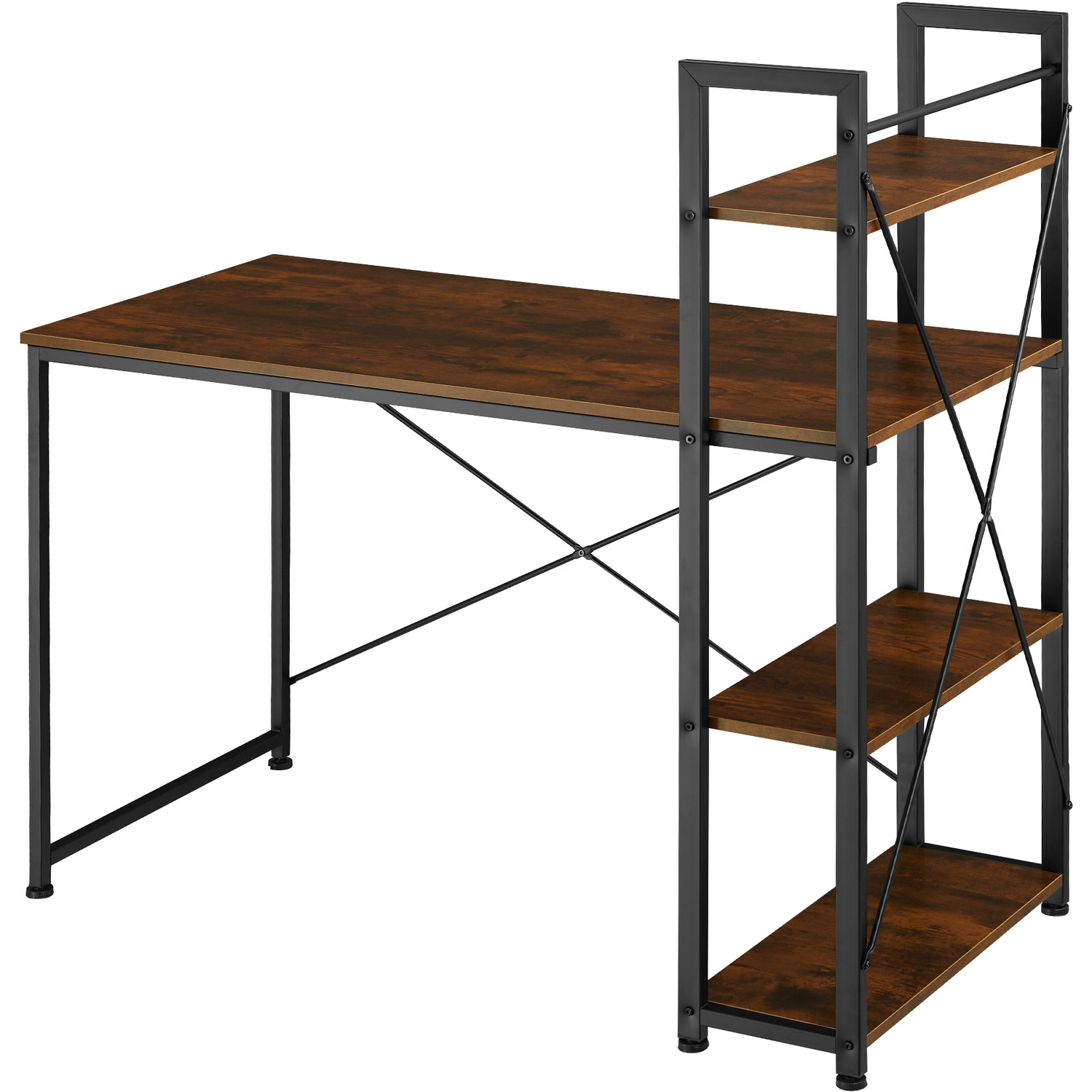 Office Desk Hershey W Integrated Side Shelf - Industrial Dark