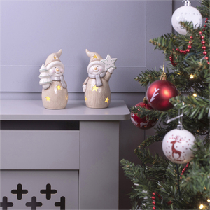 Ceramic Light Up Snowmen - Pair