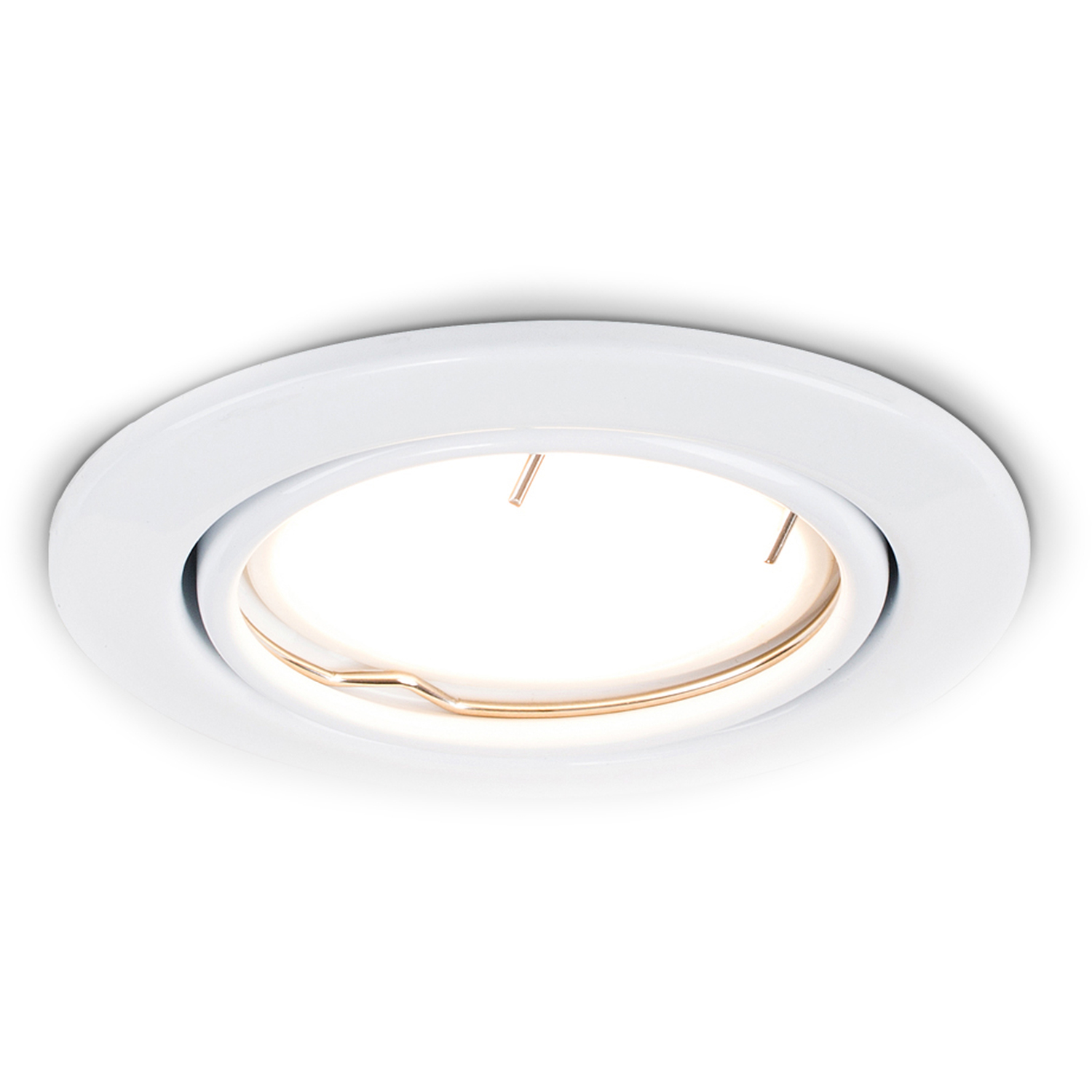 ValueLights - 10 Pack Fire Rated White Glodd Tiltable GU10 Recessed Ceiling Downlights - White thumbnail