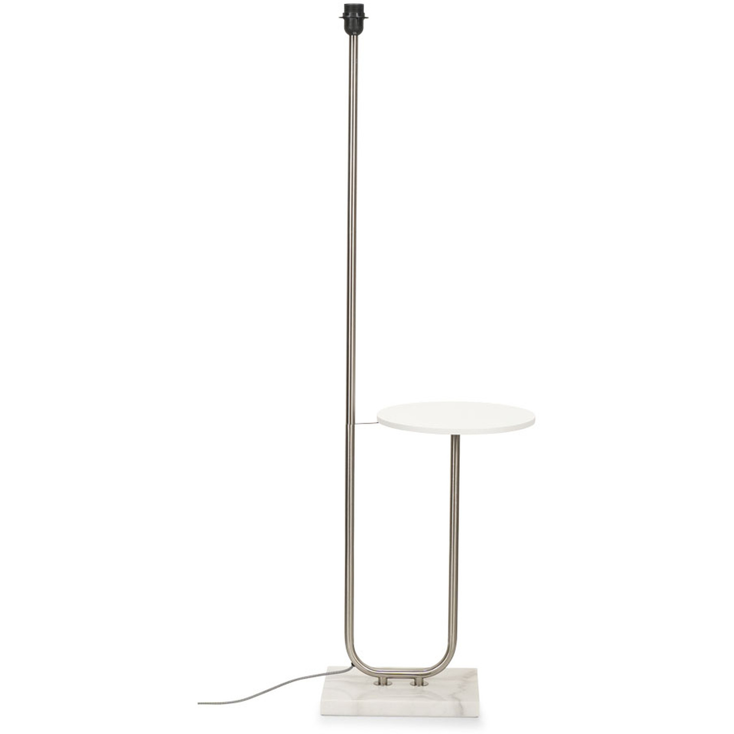 Tavel Brushed Chrome Metal Floor Lamp with Table - Silver