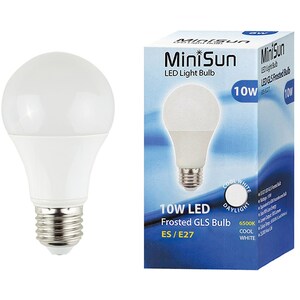 3 Pack E27 White Thermal Plastic GLS LED 10W Cool White 6500K 800lm Light Bulb