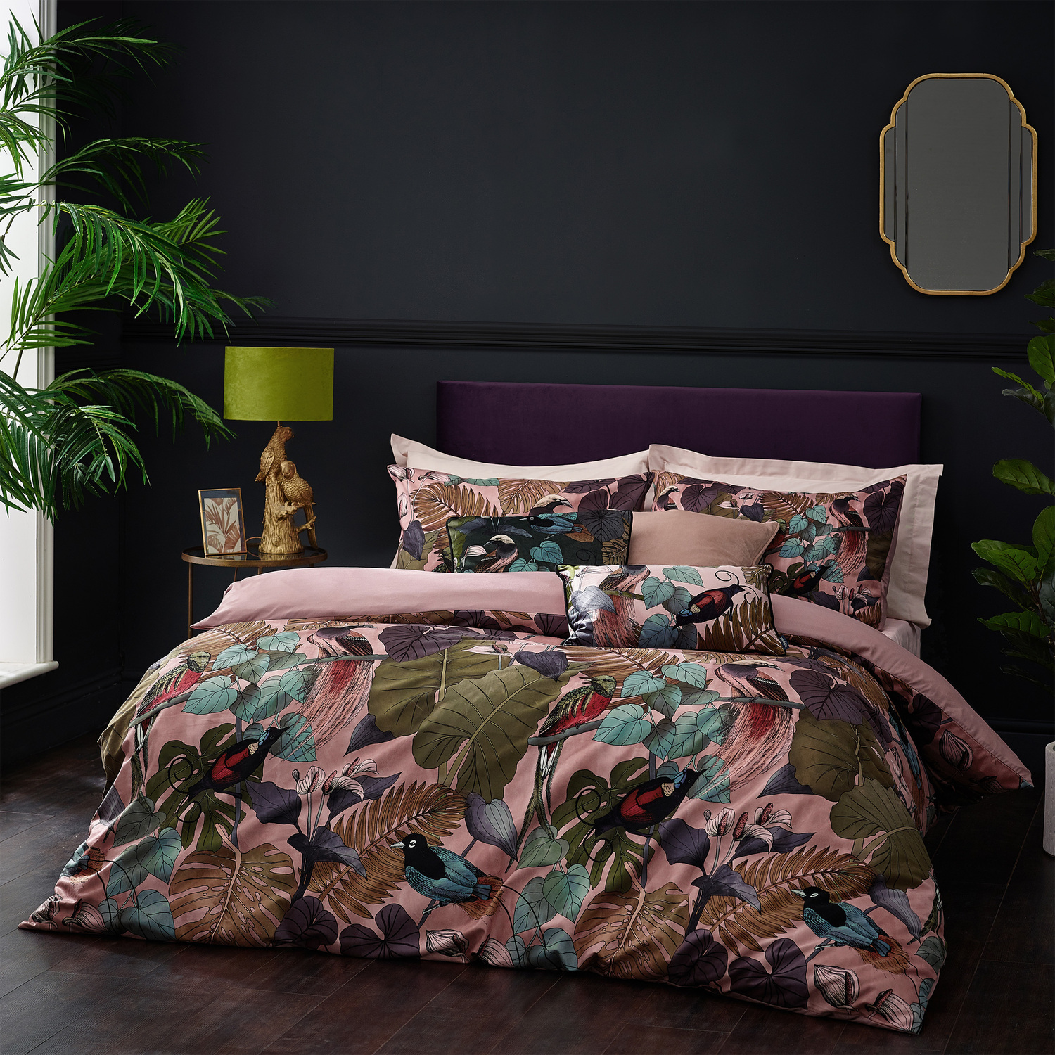 Moriyo Tropical Velvet Duvet Cover Set - Dusky Blush Single