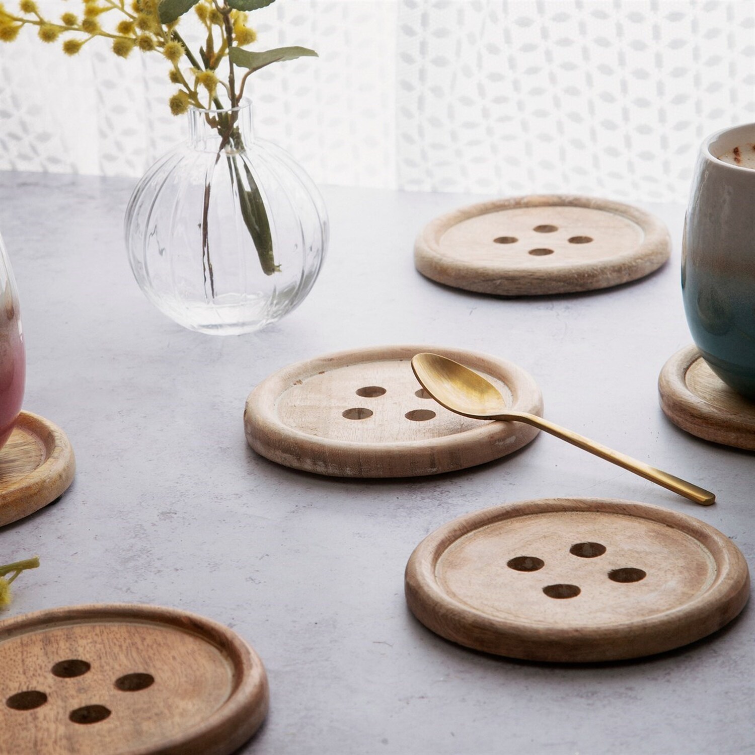 Image of Button Shaped Coaster - Set Of&hellip;