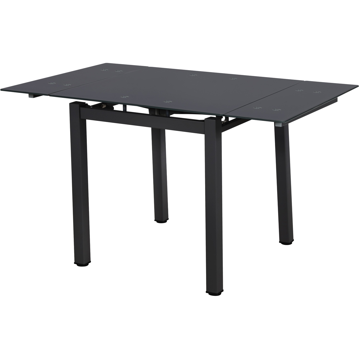 Black Small Extending Glass Dining Table - Black