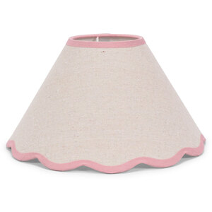 Florie Scallop Pastel Trim Natural Linen Large Tapered Lamp Shade
