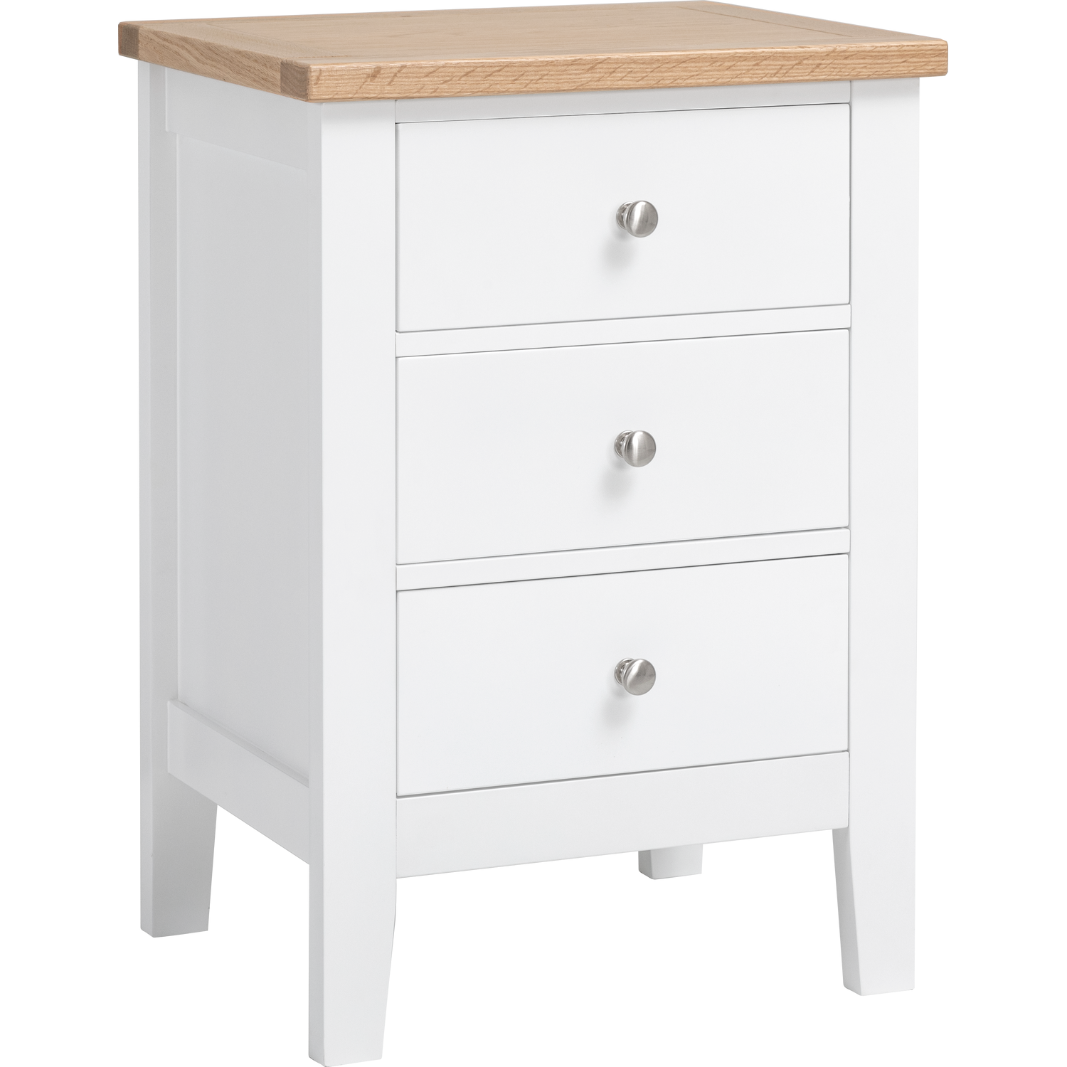 Leines 3 Drawer Bedside Chest - White