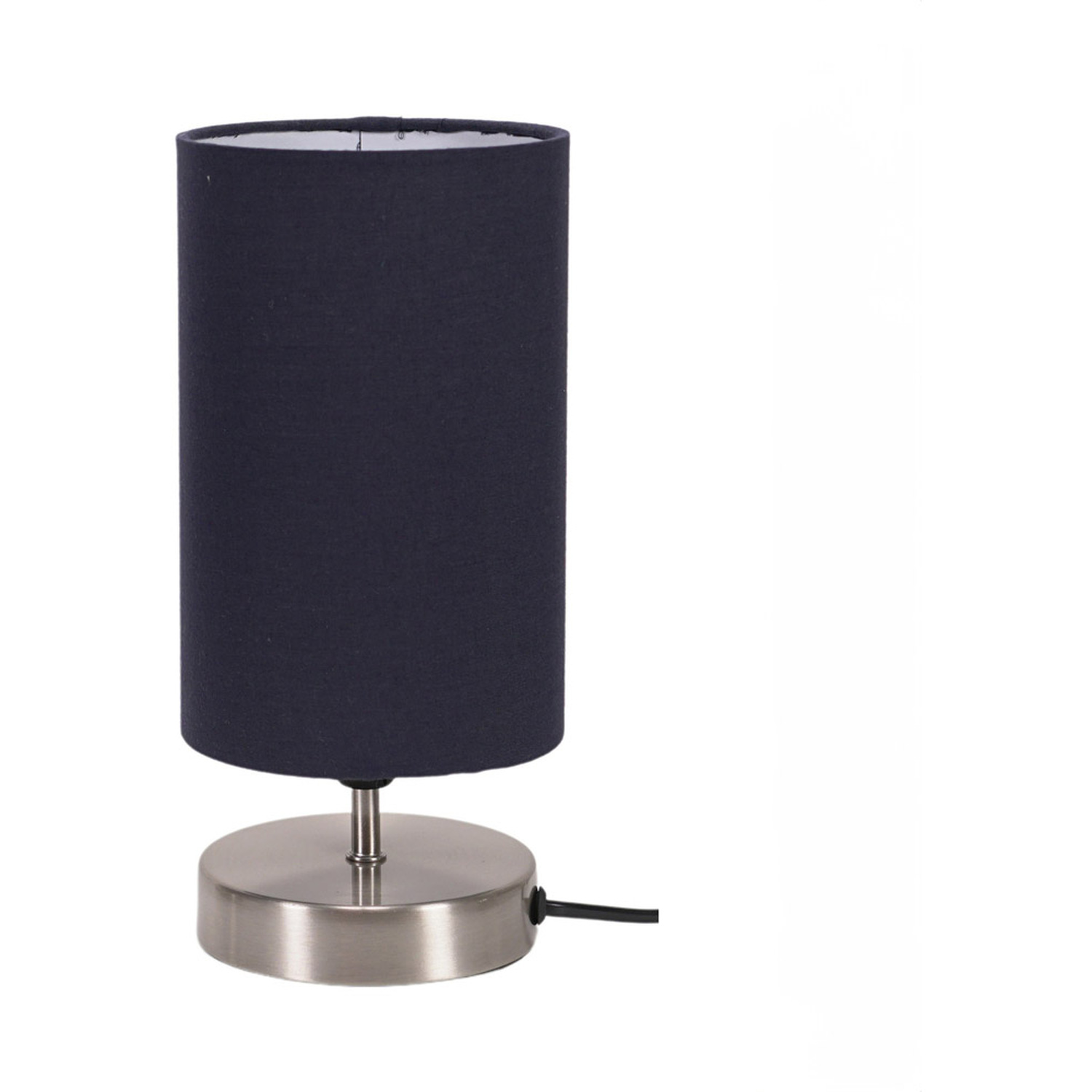 Francis Brushed Chrome Touch Table Lamp with Shade with LED Bulb - Navy Blue