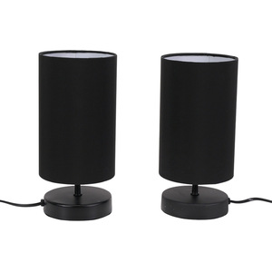 Pair Francis Matte Black Touch Table Lamp with Shade