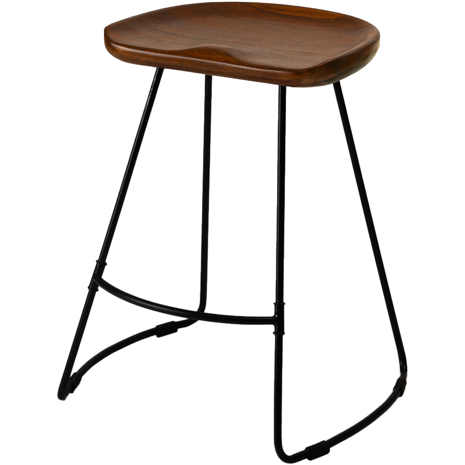 Ember Round Saddle Seat Solid Wood Counter Stool - Walnut 61cm