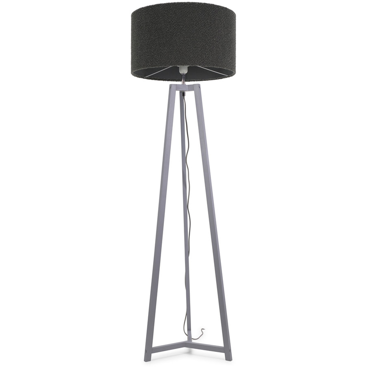 Image of Lottie Grey Wood Floor Lamp Boucle&hellip;