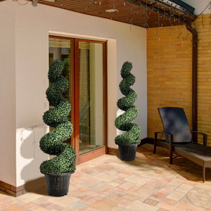 2 Pieces Artificial Boxwood Spiral Tree