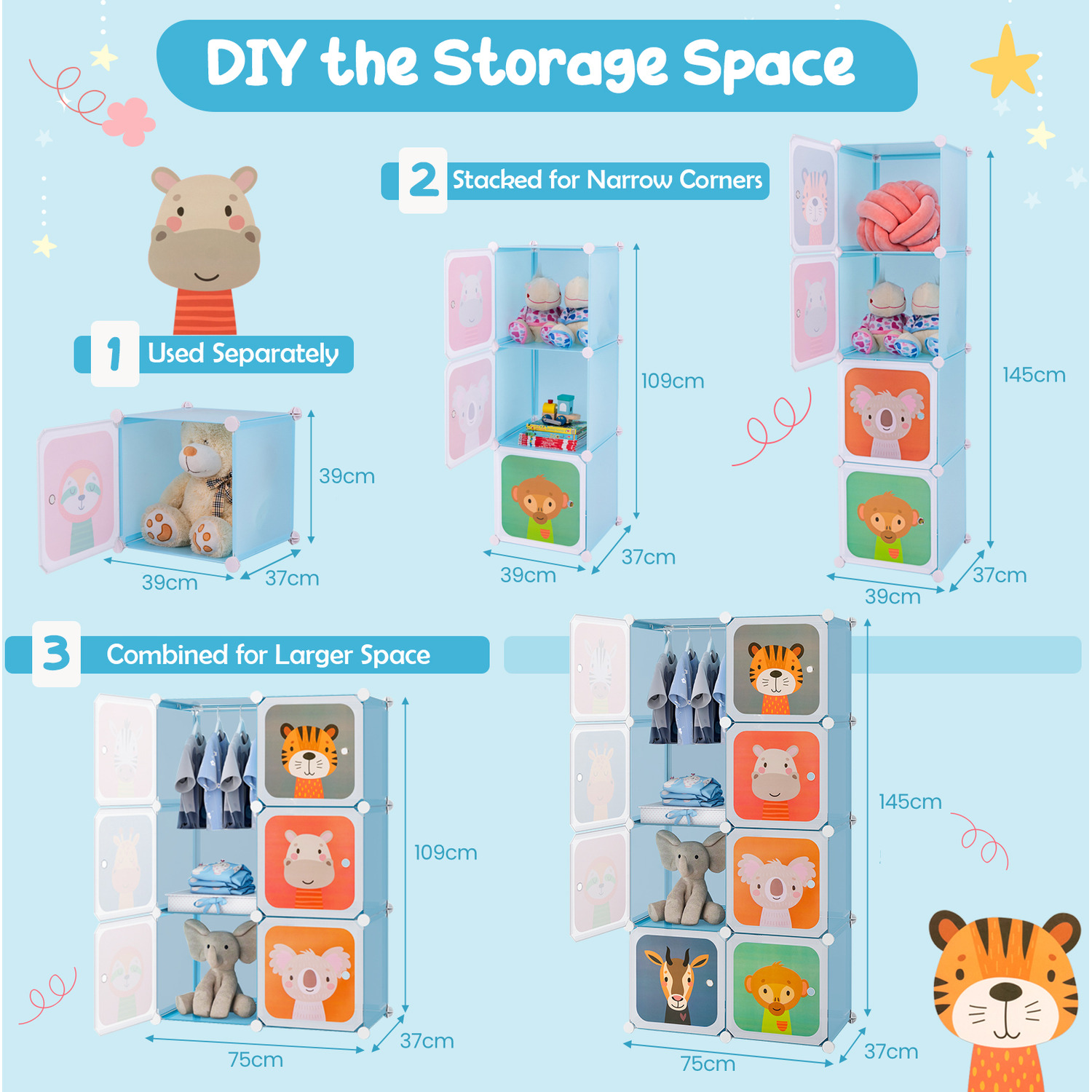 8-cube Kids Wardrobe Baby Closet - Blue