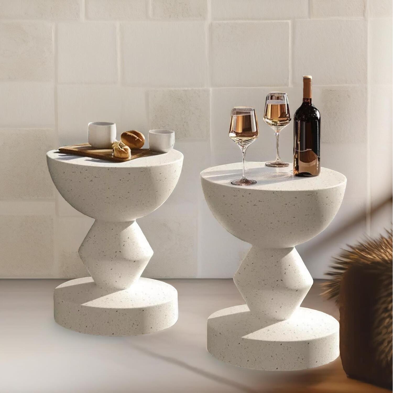 Industrial Round Concrete Indoor Outdoor Side Table Nordic - White
