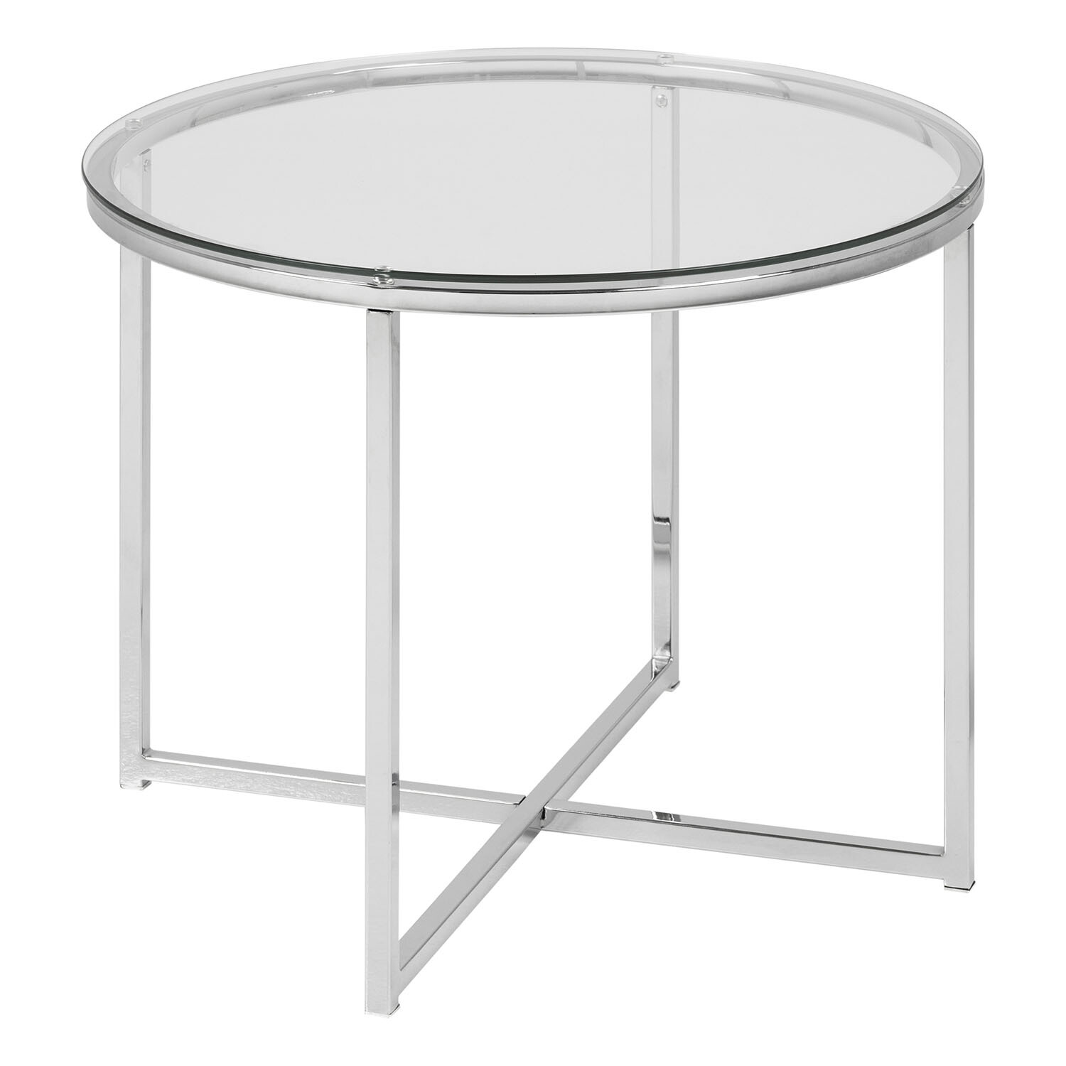 Cross Round Metal Side Table - Silver