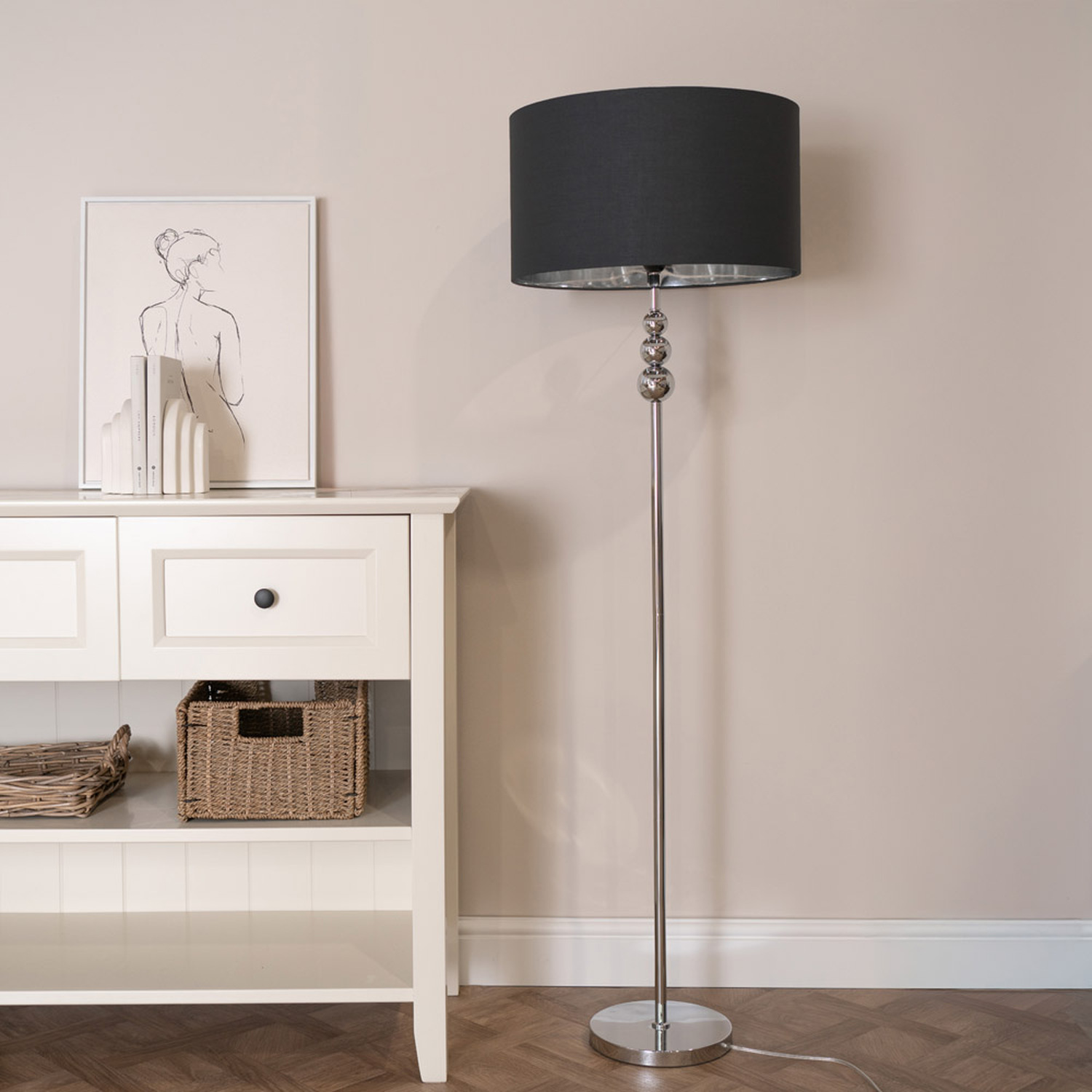 Marissa Chrome Lamp With Metallic Shade - Black