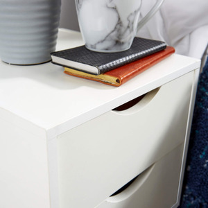 White Home Source Boden 2 Drawer Bedside Table Bedroom Storage Unit shot 7271978