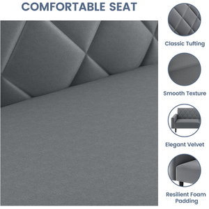 Dark Grey Velvet Convertible Sofa Bed Diamond-Tufted Design shot 7278785